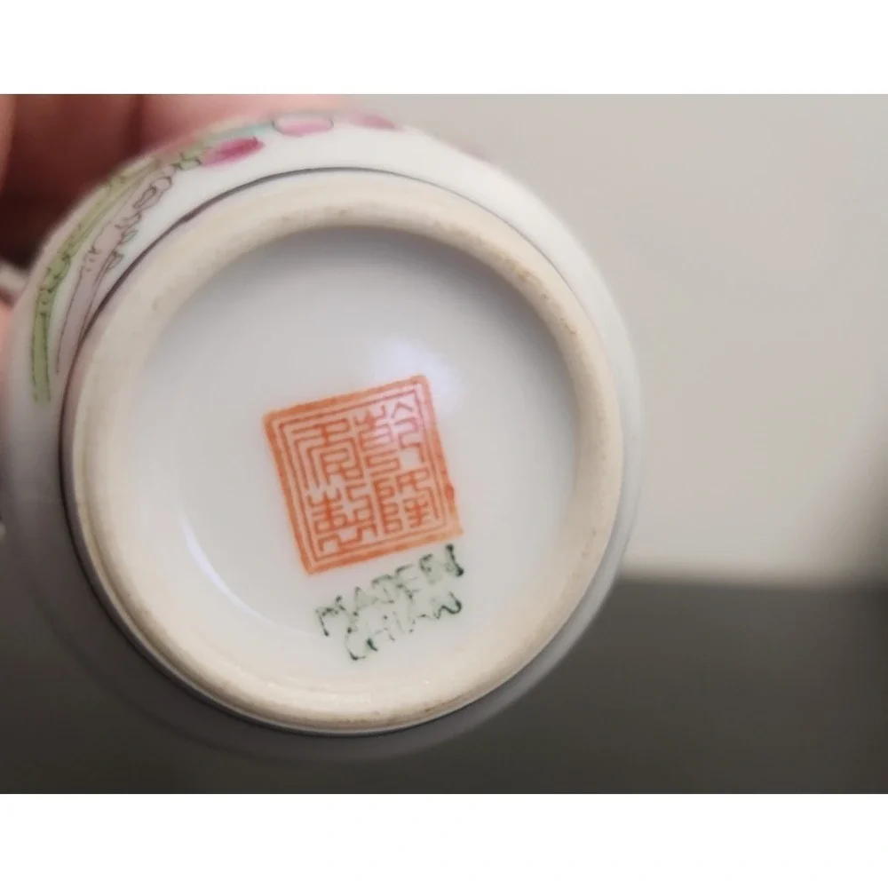 Vintage Chinese Jingdezhen Porcelain Mini Vase Flowers Birds Signed Hand Painted